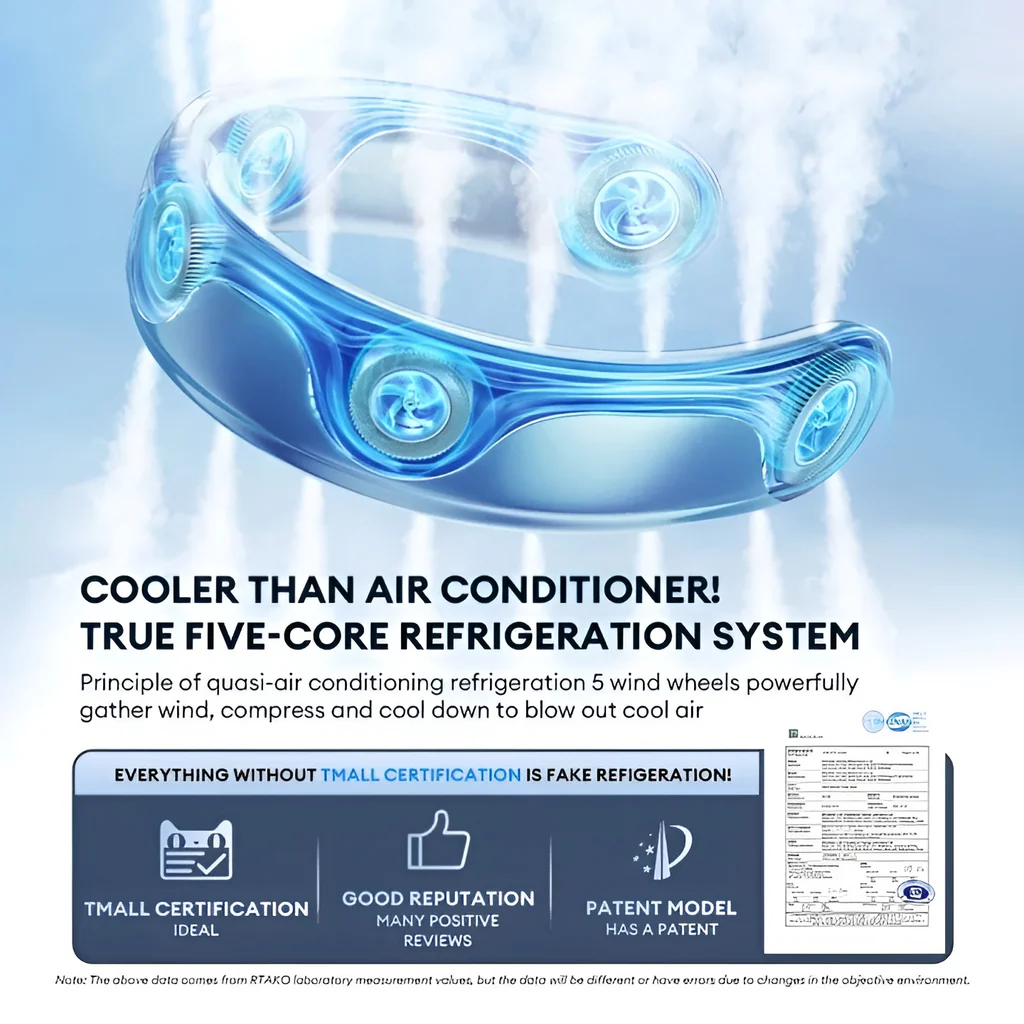 Rtako Bp626 Five Core Neck Hanging Cooling Fan 4000Mah Battery D Rtako Bp626 Five Core Neck Hanging Cooling Fan 4000Mah Battery D