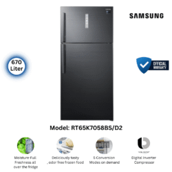 SAMSUNG RT65K7058BS D2 670 Liter Twin Cooling with Convertible Top Mount Refrigerator