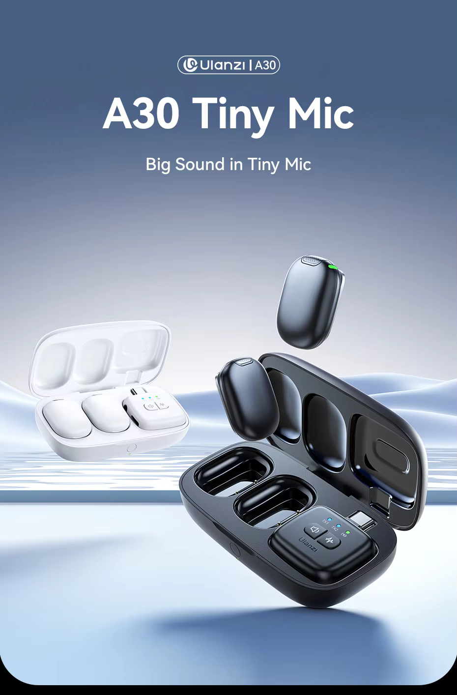 Ulanzi A30 Wireless Lavalier Tiny Microphone A Ulanzi A30 Wireless Lavalier Tiny Microphone A