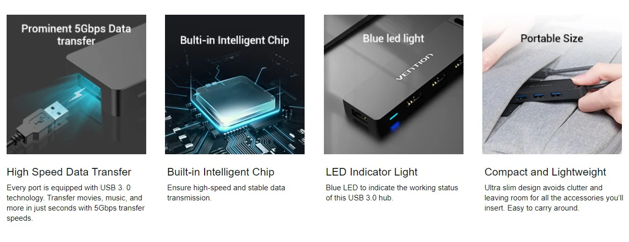 Vention Chlbf 4 Port Usb 3 0 Hub C