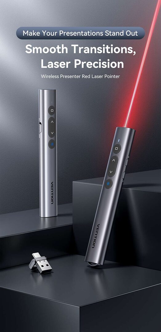 Vention Wireless Powerpoint Presentation Clicker With Red Laser Pointer A