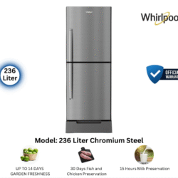 WHIRLPOOL FreshMagic Pro 236 Liter Refrigerator Chromium Steel a