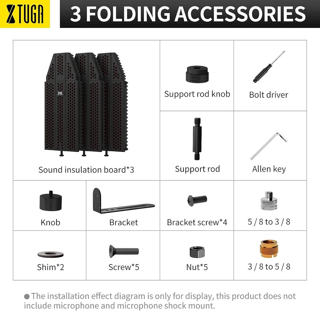 Xtuga Microphone Isolation Shield With Pop Filter E