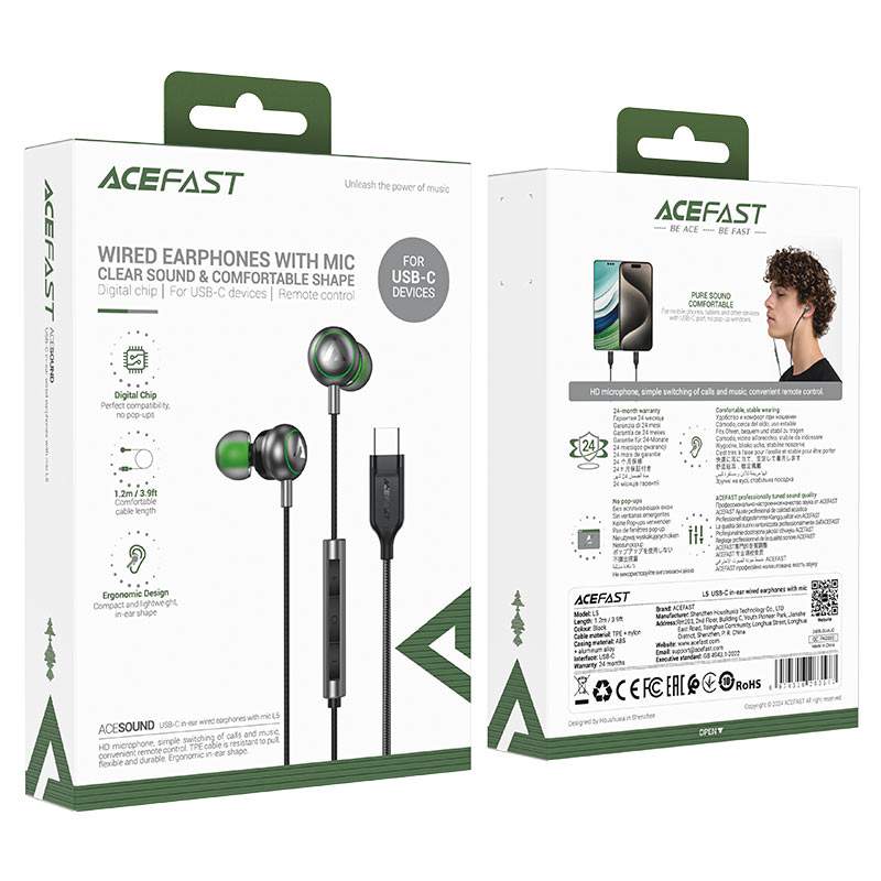 Acefast L5 Usb C In Ear Wired Earphones With Mic A