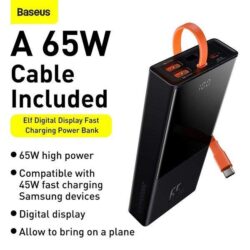 Baseus ELf 65W Power Bank 20000mAh with Type C Cable d