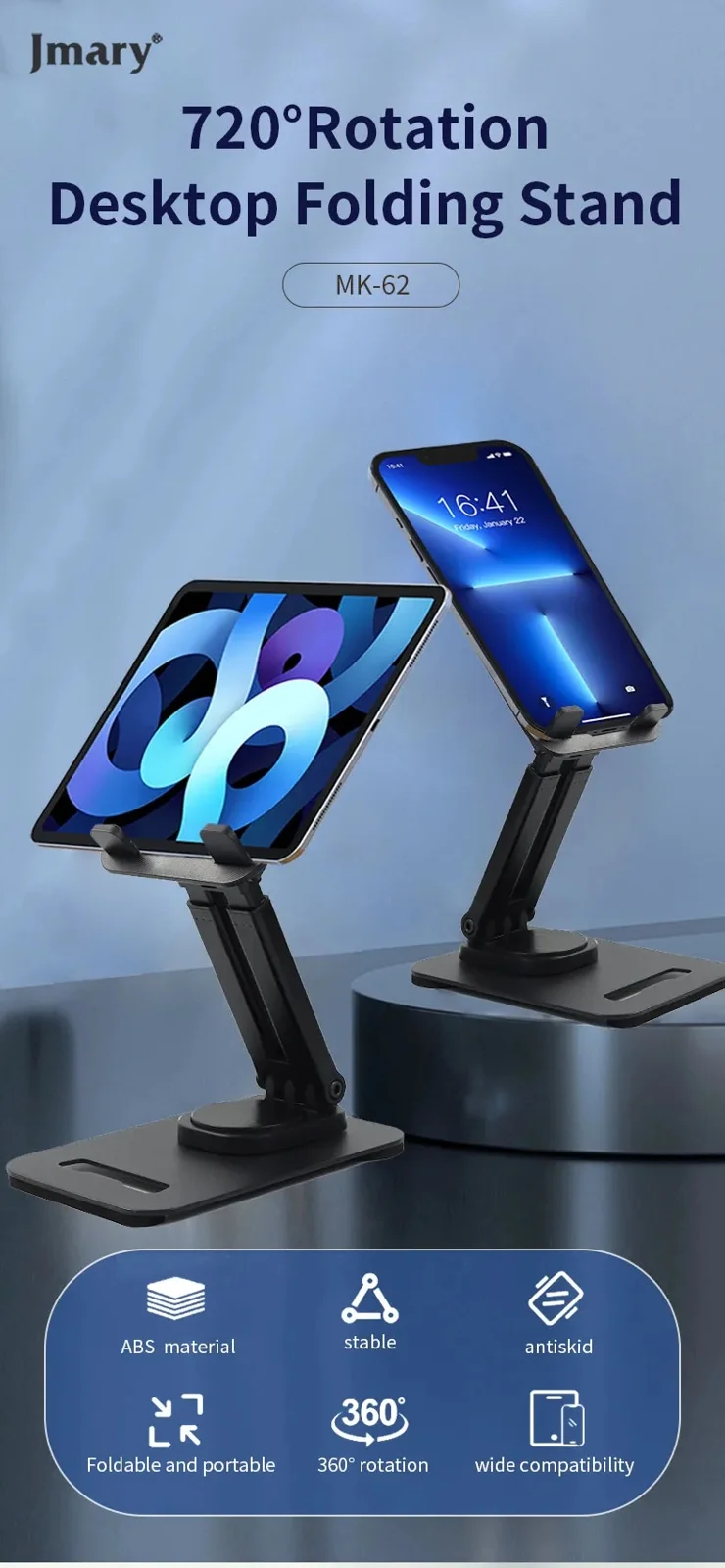 Jmary Mk62 360° Rotating Desktop Phone &Amp; Tablet Stand A