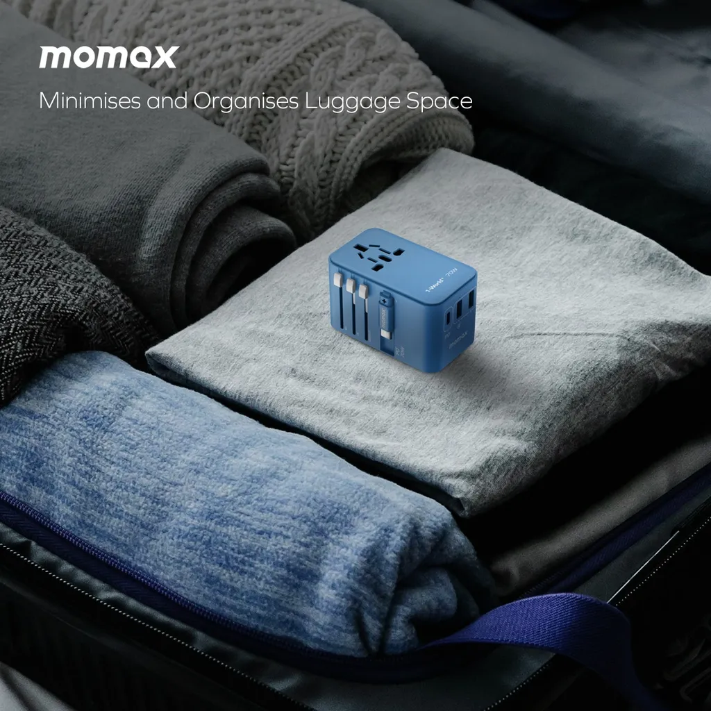 Momax 1 World Ua18D 70W Gan 3 Port + Ac Travel Adapter With Usb C Cable Oo