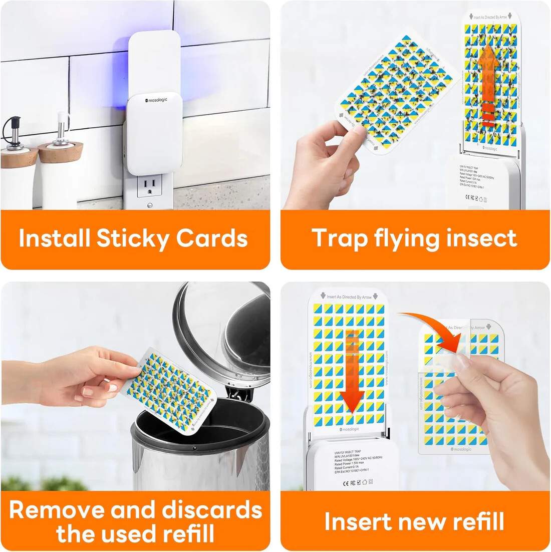 Mosalogic Uva Insect Trap With 5 Sticky Card Refills Ba Mosalogic Uva Insect Trap With 5 Sticky Card Refills Ba