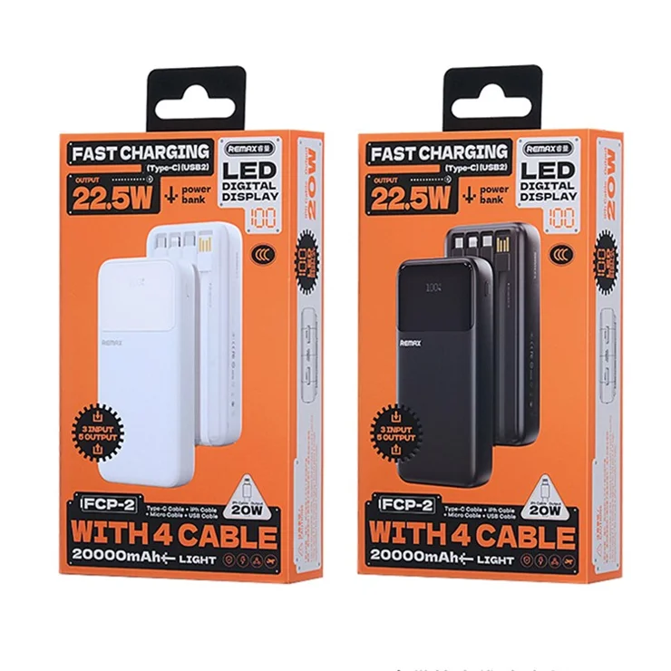 Remax Fcp-2 20000Mah Power Bank With 4 Built In Cables 2