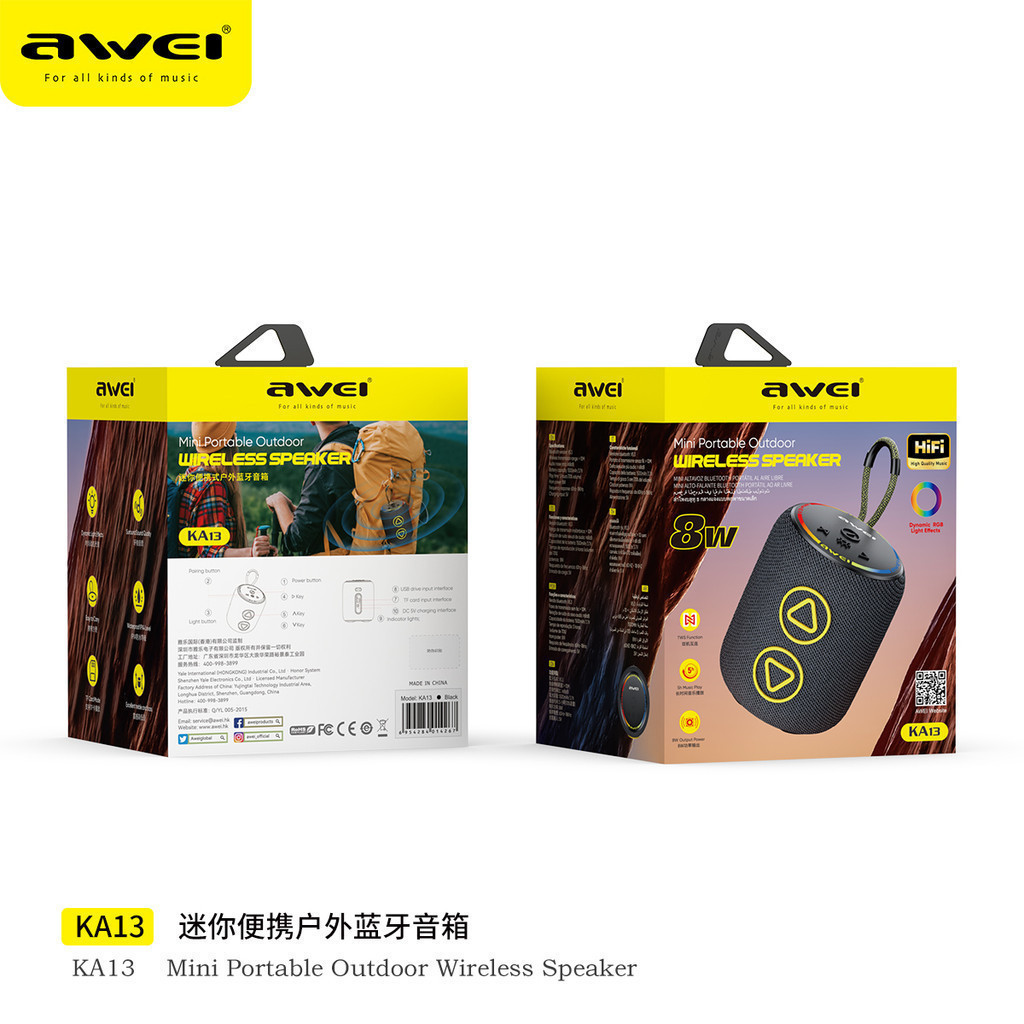 Awei Ka13 Mini Bluetooth Speaker With Rgb Light C Awei Ka13 Mini Bluetooth Speaker With Rgb Light C