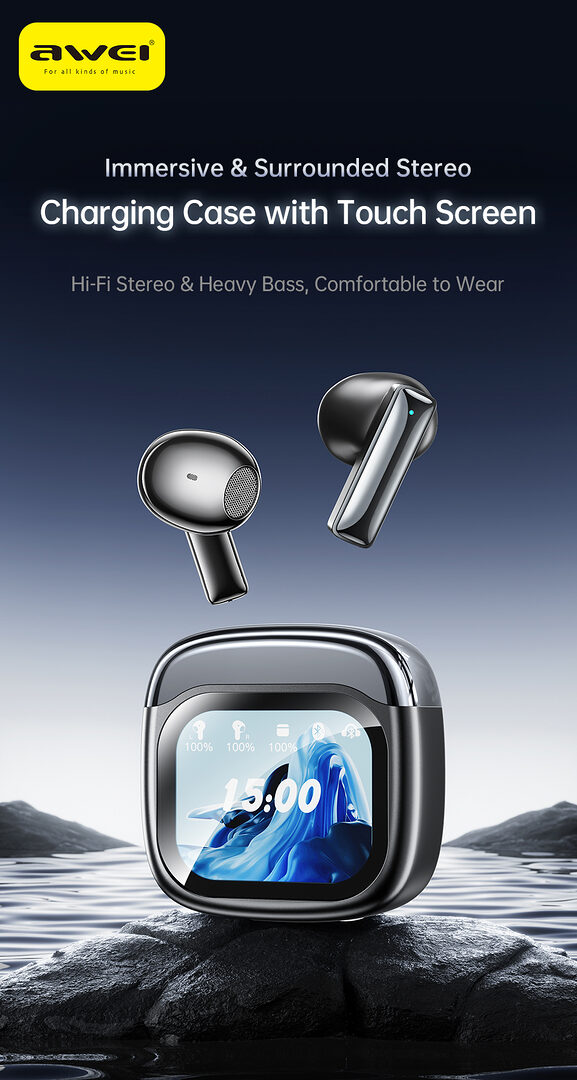 Awei Tp100 Enc Touch Screen Color Screen Bluetooth Headset A