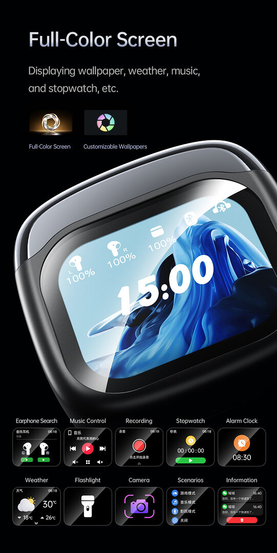 Awei Tp100 Enc Touch Screen Color Screen Bluetooth Headset C