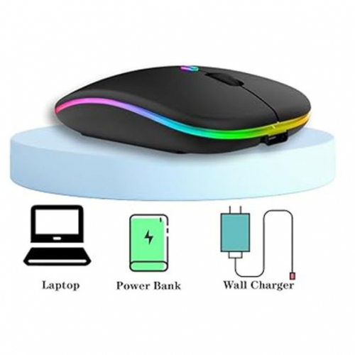 Aittvt 7G Wireless Mouse Rechargeable Bluetooth Rgb Led Light A