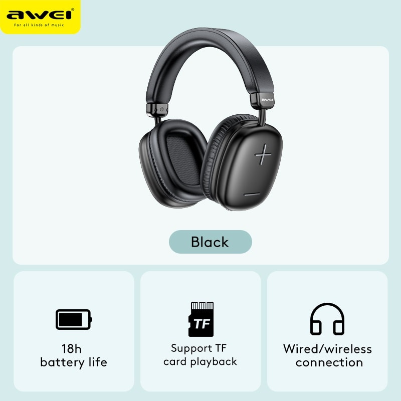 Awei At6 Wireless Stereo Overhead Headphone B