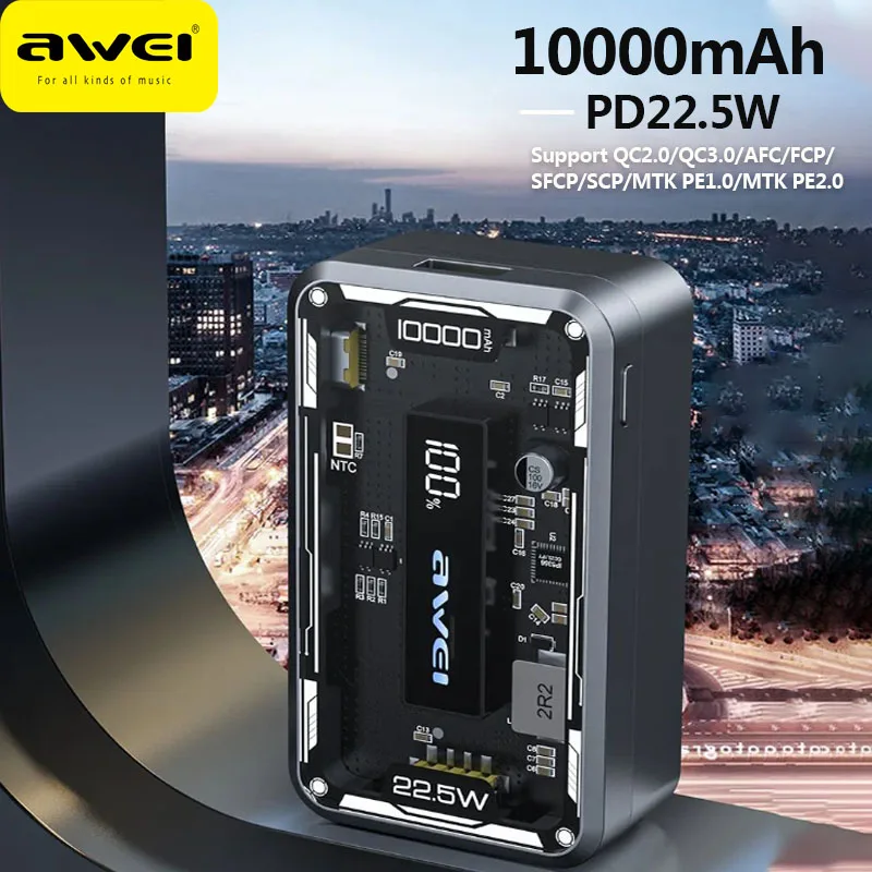 Awei P111K 10000Mah Pd22 5W Portable Power Bank A Awei P111K 10000Mah Pd22 5W Portable Power Bank A