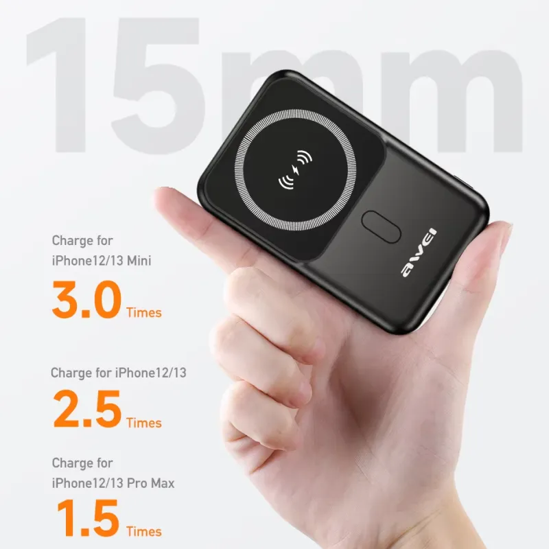 Awei P139K 10000Mah 15W Magnetic Wireless Power Bank B Awei P139K 10000Mah 15W Magnetic Wireless Power Bank B