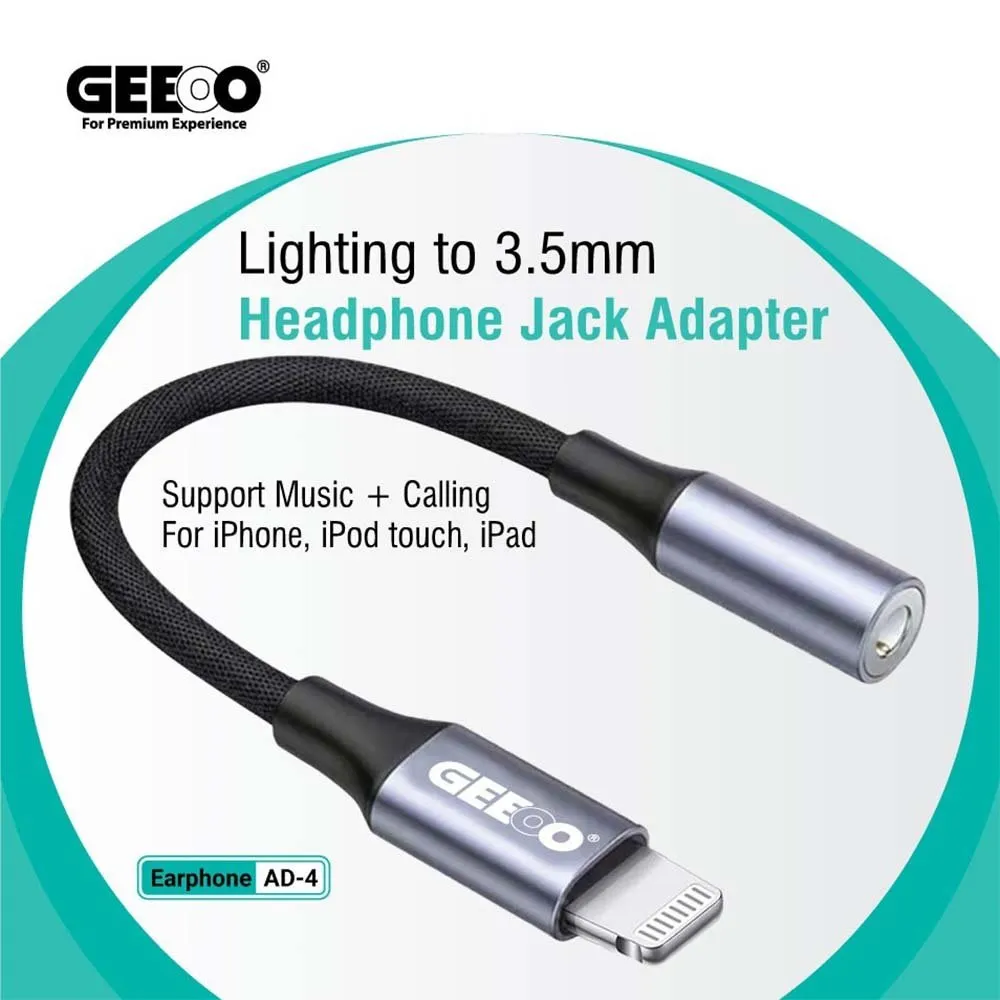 Geeoo Ad4 Lightning To 3 5Mm Headphone Jack Adapter B Geeoo Ad4 Lightning To 3 5Mm Headphone Jack Adapter B