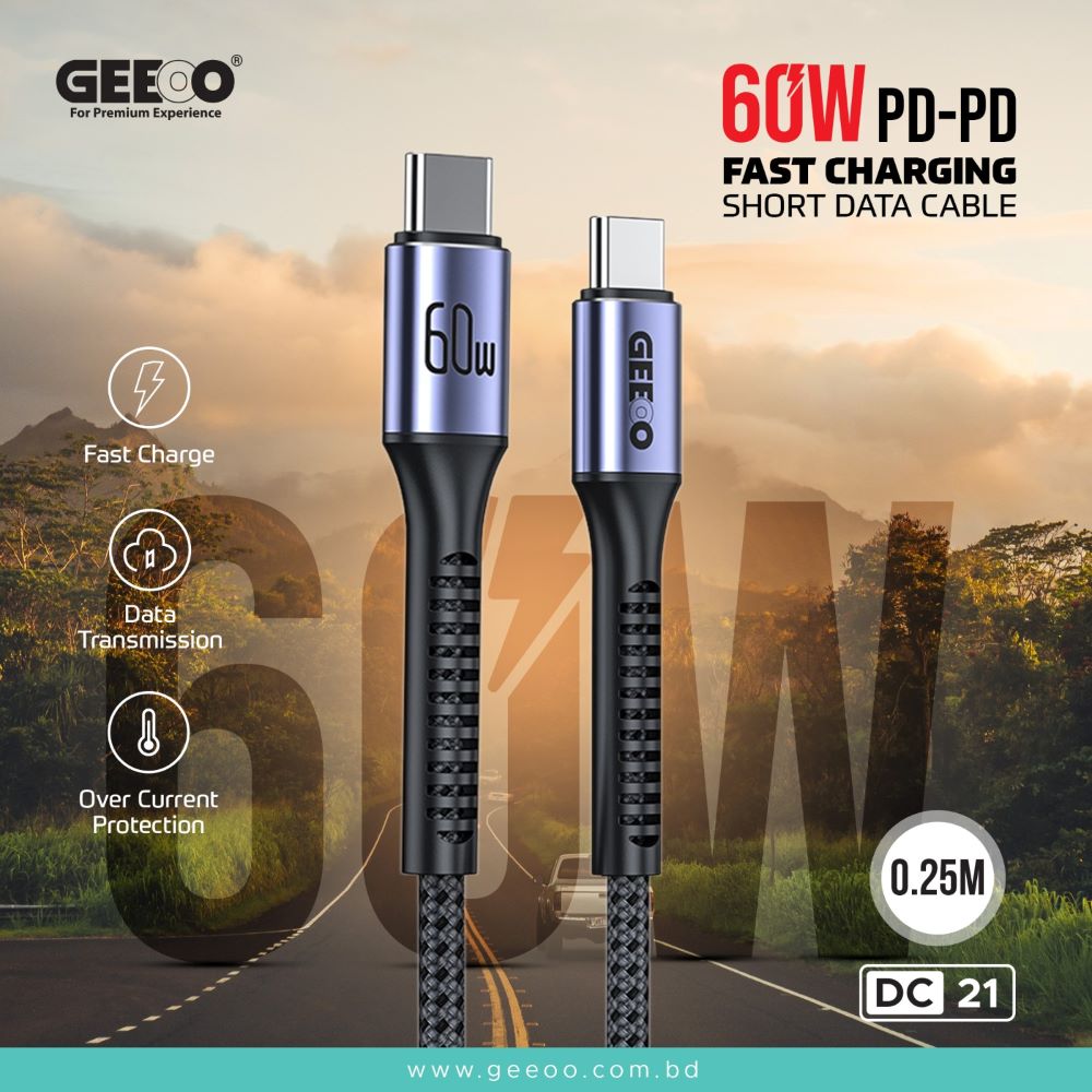 Geeoo Dc21 (Pd Pd) 60W Fast Charging Short Data Cable A