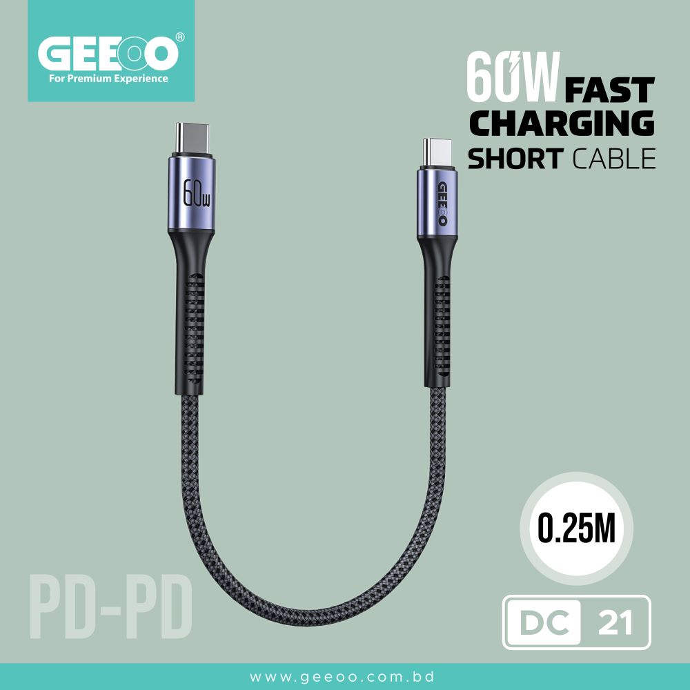 Geeoo Dc21 (Pd Pd) 60W Fast Charging Short Data Cable B