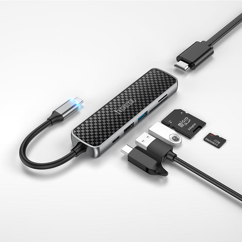 Hoco Hb24 6 In 1 Usb C Multifunction Adapter 60W A Hoco Hb24 6 In 1 Usb C Multifunction Adapter 60W A
