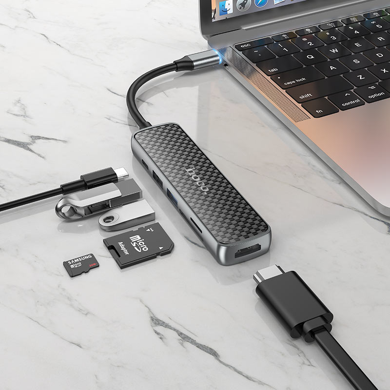 Hoco Hb24 6 In 1 Usb C Multifunction Adapter 60W B Hoco Hb24 6 In 1 Usb C Multifunction Adapter 60W B