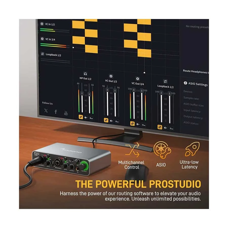 Maono Ps22 Audio Interface For Recording, Music Production, Guitar D Maono Ps22 Audio Interface For Recording, Music Production, Guitar D