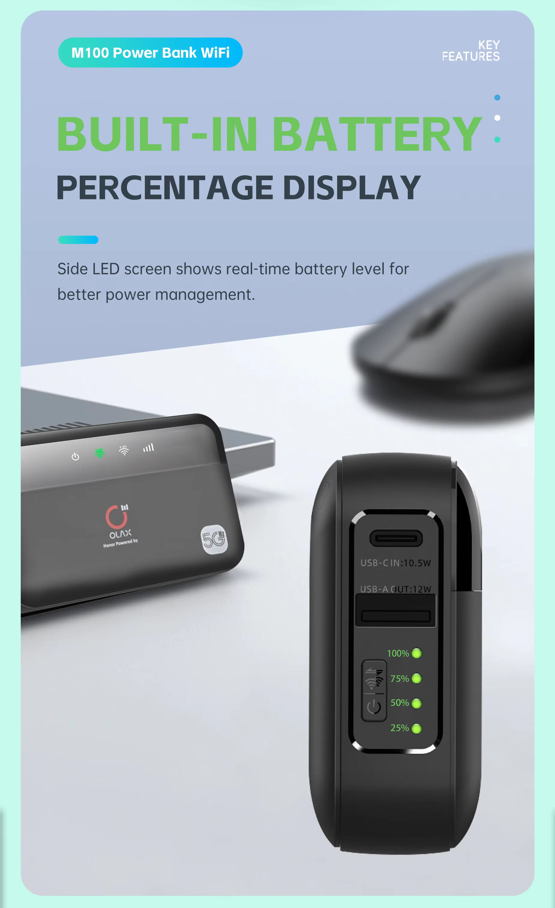 Olax M100 10000Mah Battery Wifi 6 5G Router C Olax M100 10000Mah Battery Wifi 6 5G Router C