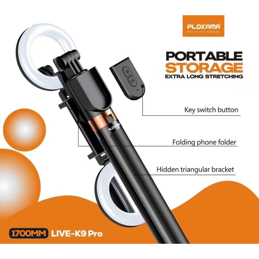 Plokama K9 Pro Double Led Selfie Stick Tripod A