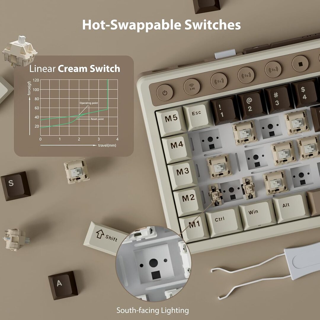 Royal Kludge Rk M70 Tri Mode Wireless Mechanical Gaming Keyboard C Royal Kludge Rk M70 Tri Mode Wireless Mechanical Gaming Keyboard C