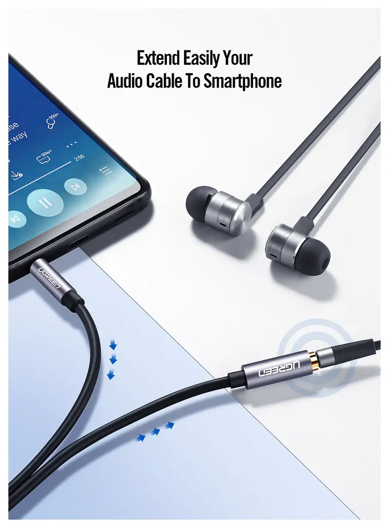 Ugreen Av118 (10593) 3 5Mm Male To 3 5Mm Female Extension Cable 1 5M C Ugreen Av118 (10593) 3 5Mm Male To 3 5Mm Female Extension Cable 1 5M C