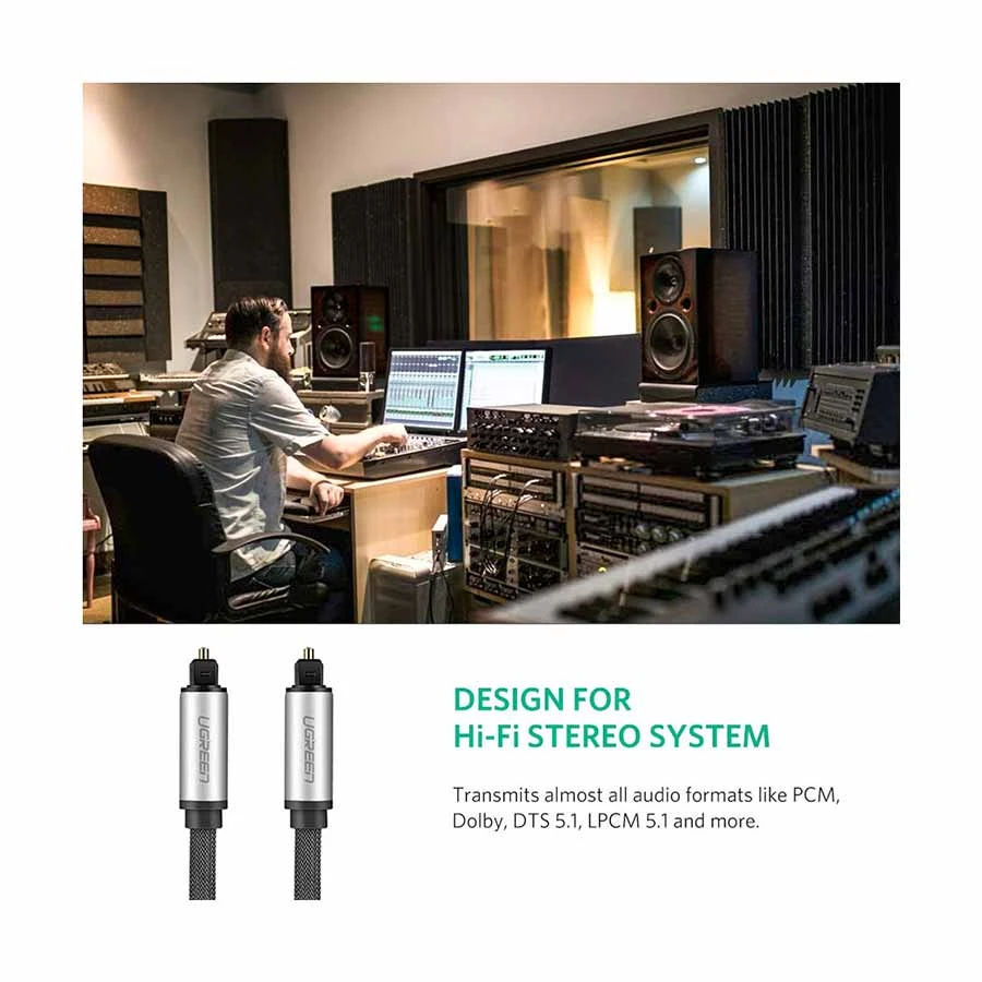 Ugreen Av108 (10542) Toslink Male To Male 1 5 Meter Optical Audio Cable B