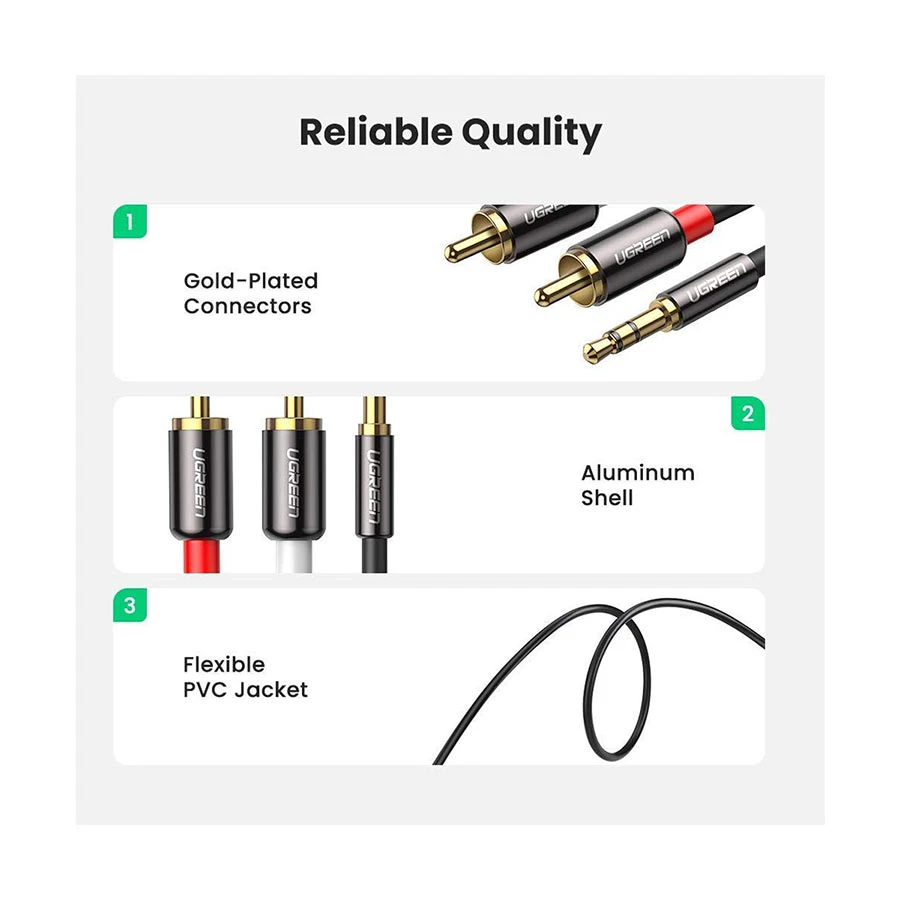 Ugreen Av116 (10590) 3 5Mm Male To 2Rca Male 3 Meter Audio Cable A