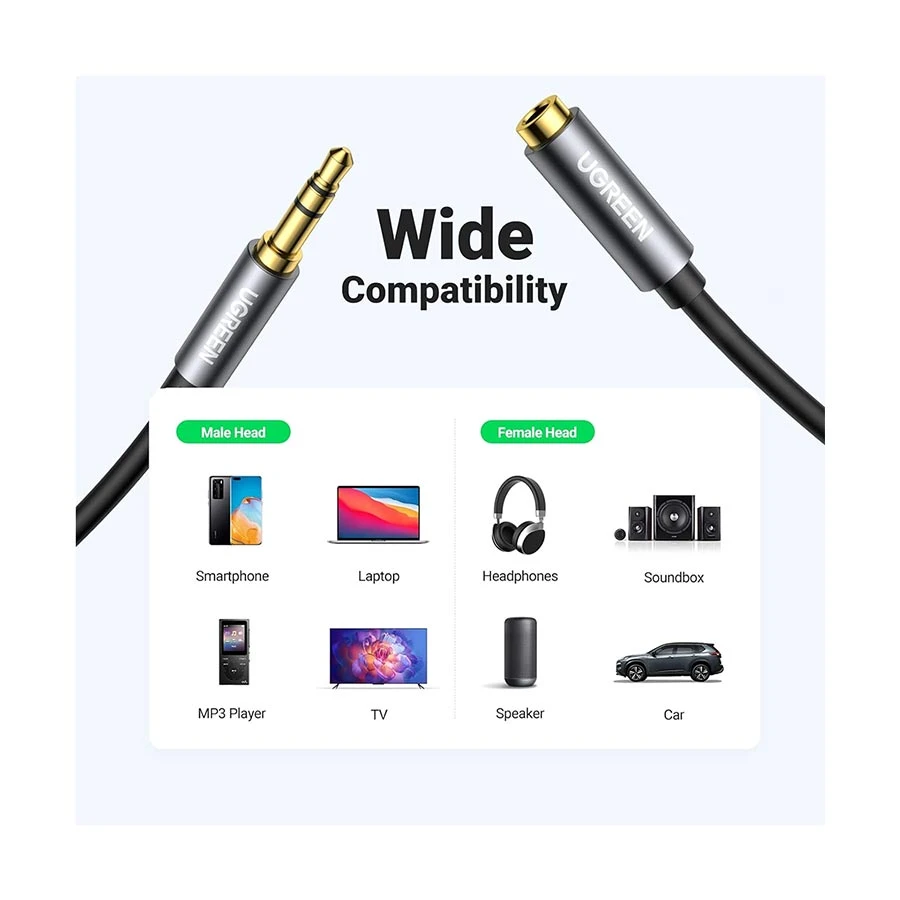 Ugreen Av118 (10538) 3 5Mm Male To Female 5 Meter Audio Extension Cable C