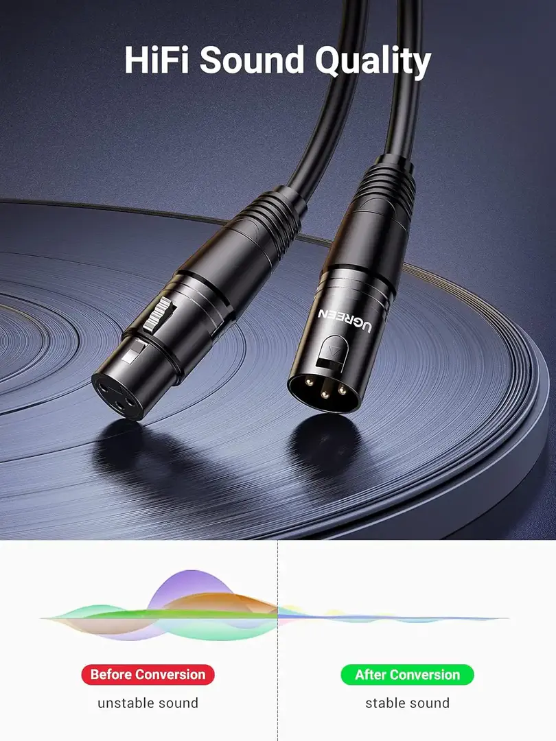 Ugreen Av130 (20712) Xlr Male To Xlr Female 5 Meter Microphone Extension Cable A Ugreen Av130 (20712) Xlr Male To Xlr Female 5 Meter Microphone Extension Cable A