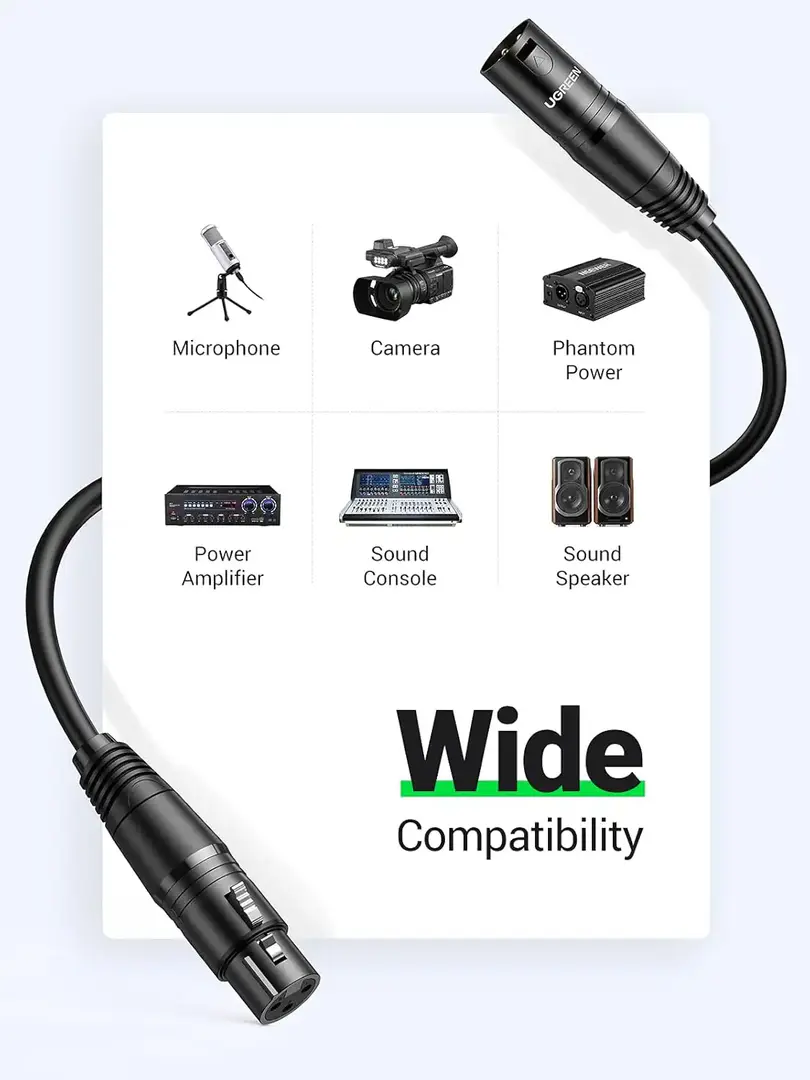 Ugreen Av130 (20712) Xlr Male To Xlr Female 5 Meter Microphone Extension Cable B Ugreen Av130 (20712) Xlr Male To Xlr Female 5 Meter Microphone Extension Cable B