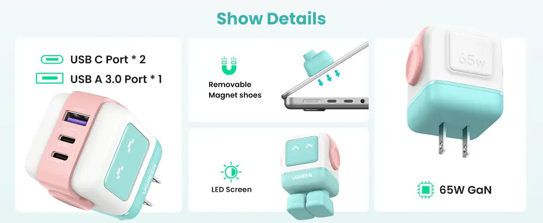 Ugreen Cd361 (35856) Nexode 65W 3 Port Gan Fast Charger – Us B