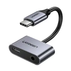 Ugreen CM193 (50596) Type C to 3.5mm Audio + Type C Female Aluminum Case Multiport Converter