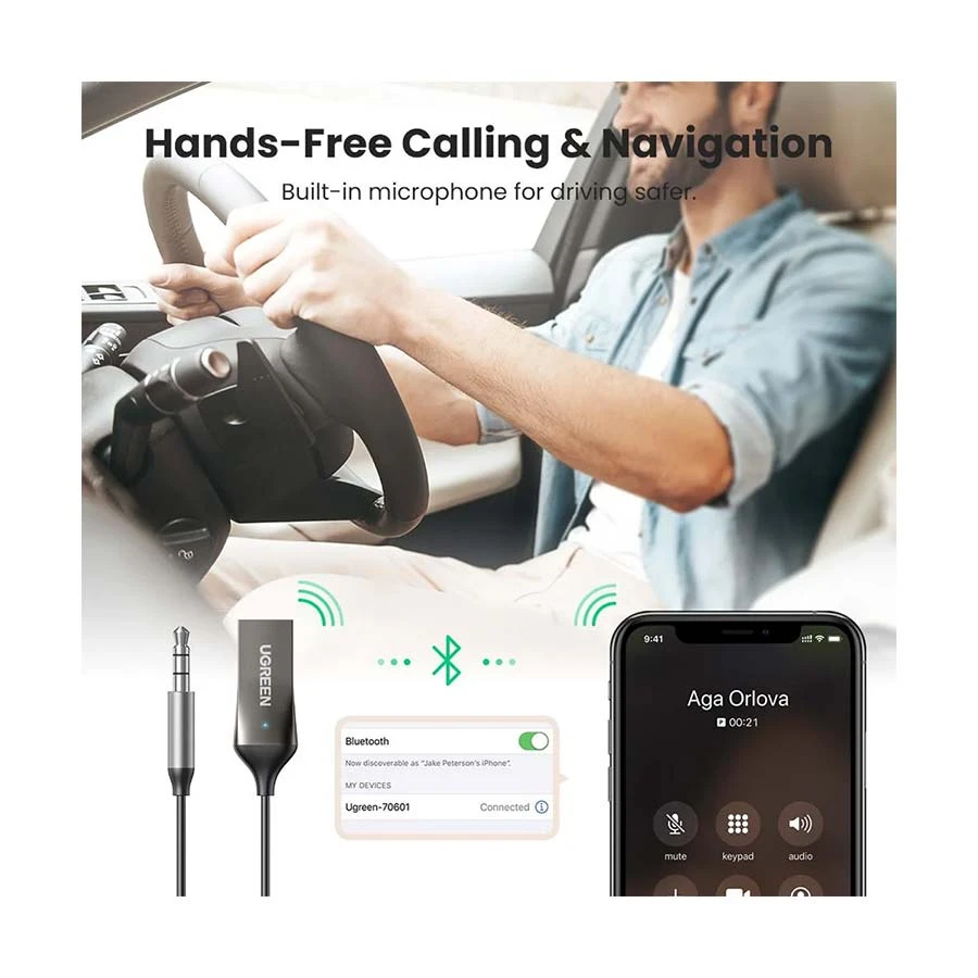 Ugreen Cm309 70601 Bluetooth Car Receiver Aux With Mic Space Audio Converter B Ugreen Cm309 70601 Bluetooth Car Receiver Aux With Mic Space Audio Converter B