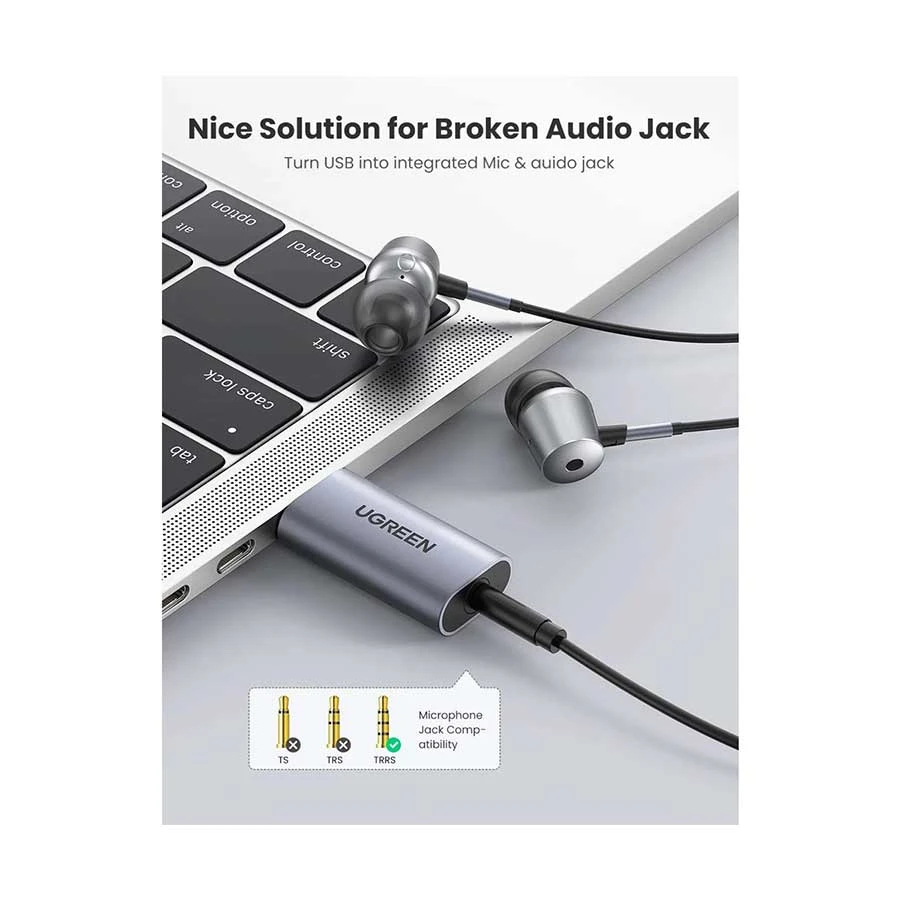 Ugreen Cm383 (80864) Usb Male To 3 5Mm Female Audio Converter B Ugreen Cm383 (80864) Usb Male To 3 5Mm Female Audio Converter B