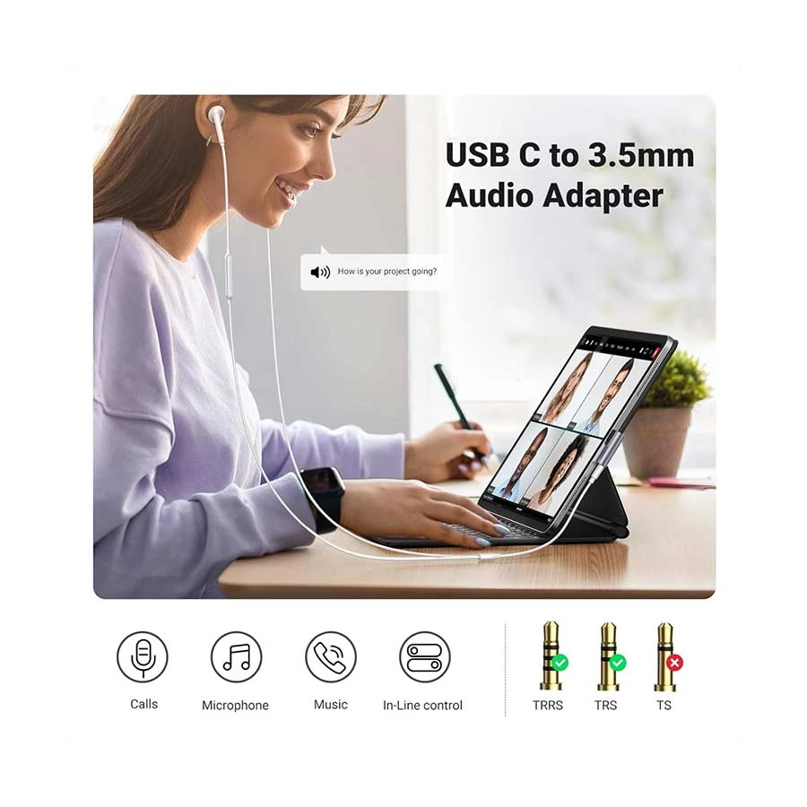 Ugreen Cm460 (20194) Type C Male To 3 5Mm Female Audio Converter A Ugreen Cm460 (20194) Type C Male To 3 5Mm Female Audio Converter A