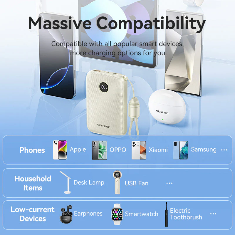 Vention Fkal0 C 10000Mah 22 5W Fast Charging Power Bank With Built In Usb C Cable D Vention Fkal0 C 10000Mah 22 5W Fast Charging Power Bank With Built In Usb C Cable D