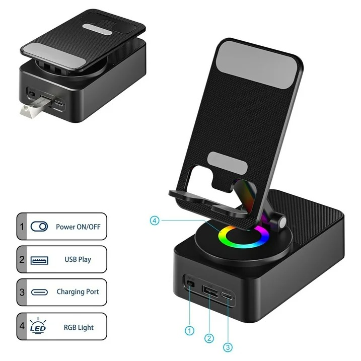 Wys 2301Bt 3 In 1 Bluetooth Speaker With Phone Stand &Amp; Power Bank B Wys 2301Bt 3 In 1 Bluetooth Speaker With Phone Stand &Amp; Power Bank B