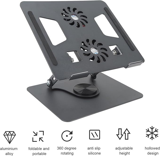 Yl 906 Adjustable Aluminum Laptop Stand With Dual Cooling Fans C