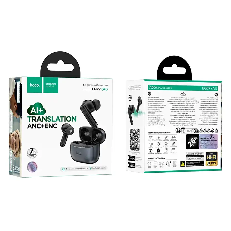Hoco Eq27 Fun Ai Translation Earbuds Anc+Enc Noise Reduction B Hoco Eq27 Fun Ai Translation Earbuds Anc+Enc Noise Reduction B