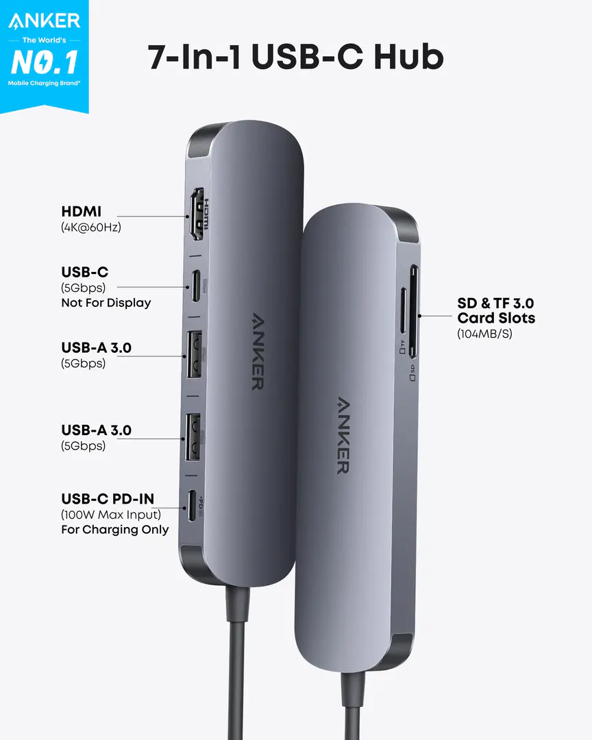 Anker A83D2 Usb C 7 In 1 Multi Port Usb Adapter A Anker A83D2 Usb C 7 In 1 Multi Port Usb Adapter A