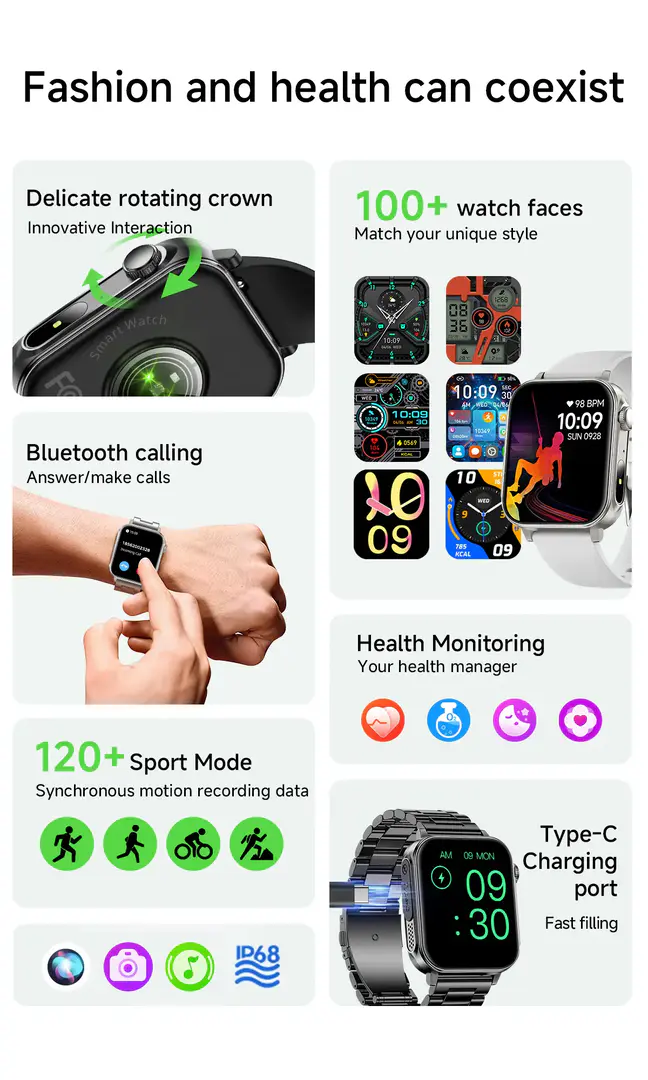 Colmi P80 Type C Charging Smartwatch With Flashlight A