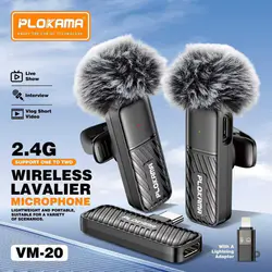 PLOKAMA VM20 Dual Wireless Lavalier Microphone for iPhone & Android