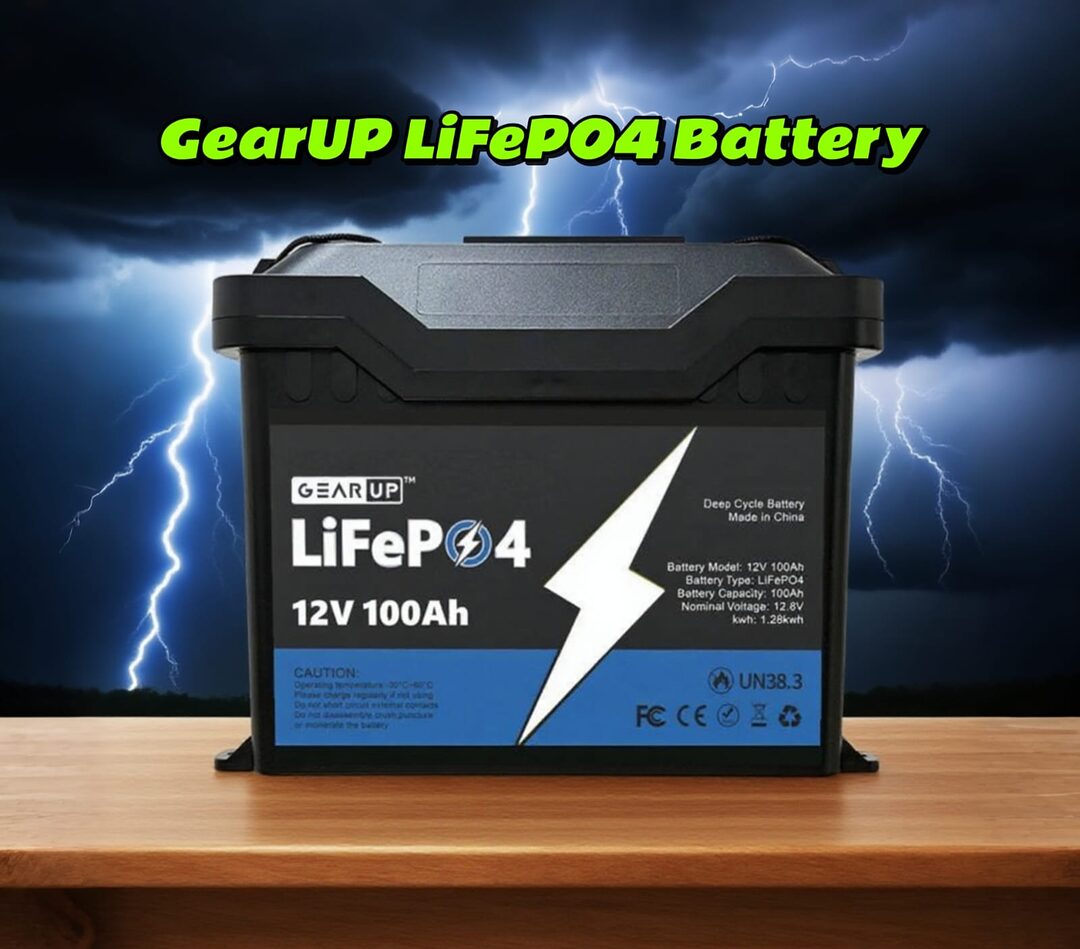 Gearup 12V 100Ah Lifepo4 Lithium Battery With Smart Bms + Bluetooth D