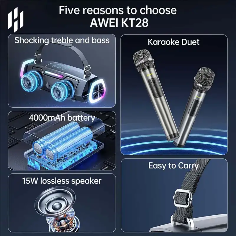 Awei Kt28 Karaoke Wireless Speaker With Dual Microphone C